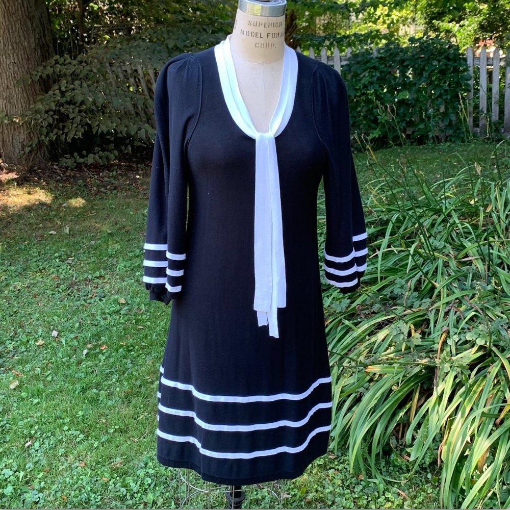 TOP-RATED SELLER! Sonia Rykiel Navy and White 100% Cotton Dress